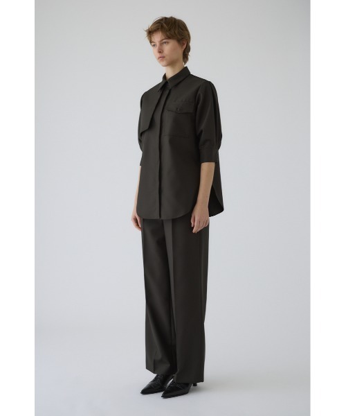 RIM.ARK(リムアーク)の「Gabardine flap SH ギャバジンフラップシャツ(シャツ/ブラウス・レディース・ネイビー/マルチ/ダークグリーン・FREE)」の8枚目の写真