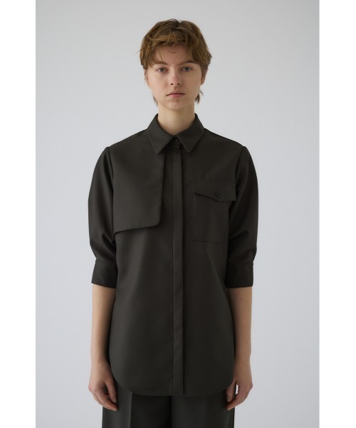 RIM.ARK(リムアーク)の「Gabardine flap SH ギャバジンフラップシャツ(シャツ/ブラウス・レディース・ネイビー/マルチ/ダークグリーン・FREE)」の9枚目の写真