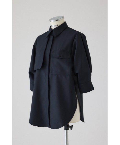 RIM.ARK(リムアーク)の「Gabardine flap SH ギャバジンフラップシャツ(シャツ/ブラウス・レディース・ネイビー/マルチ/ダークグリーン・FREE)」の20枚目の写真