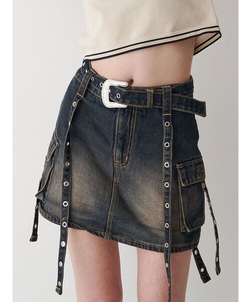 jouetie（ジュエティ）の「ウエスタンバックルベルトスカパン（スカート・レディース・ブラック/ベージュ/ブルー・MEDIUM/SMALL）」の3枚目の写真
