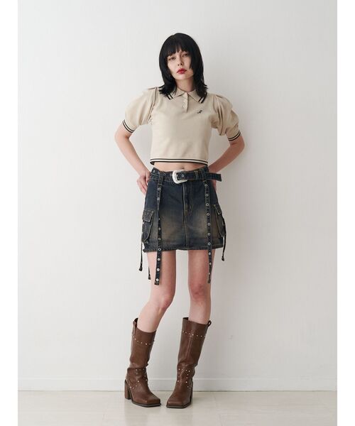 jouetie（ジュエティ）の「ウエスタンバックルベルトスカパン（スカート・レディース・ブラック/ベージュ/ブルー・MEDIUM/SMALL）」の22枚目の写真