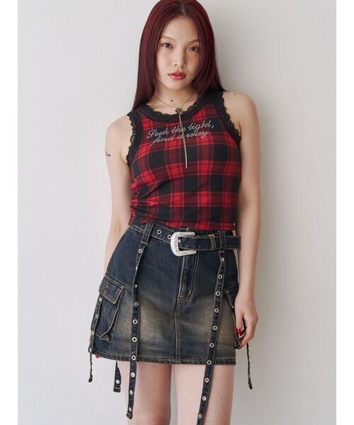 jouetie（ジュエティ）の「ウエスタンバックルベルトスカパン（スカート・レディース・ブラック/ベージュ/ブルー・MEDIUM/SMALL）」の6枚目の写真