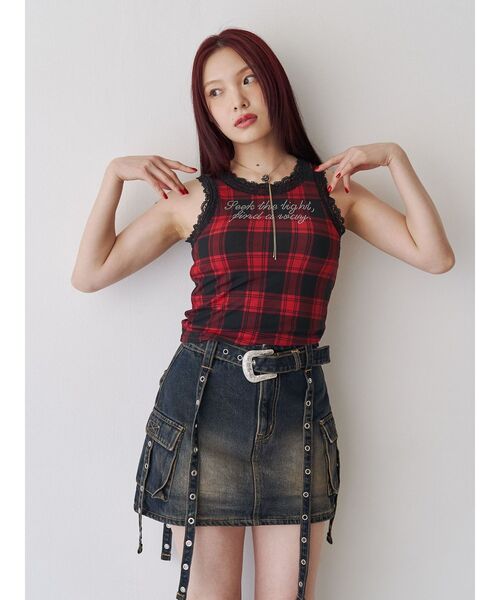 jouetie（ジュエティ）の「ウエスタンバックルベルトスカパン（スカート・レディース・ブラック/ベージュ/ブルー・MEDIUM/SMALL）」の7枚目の写真