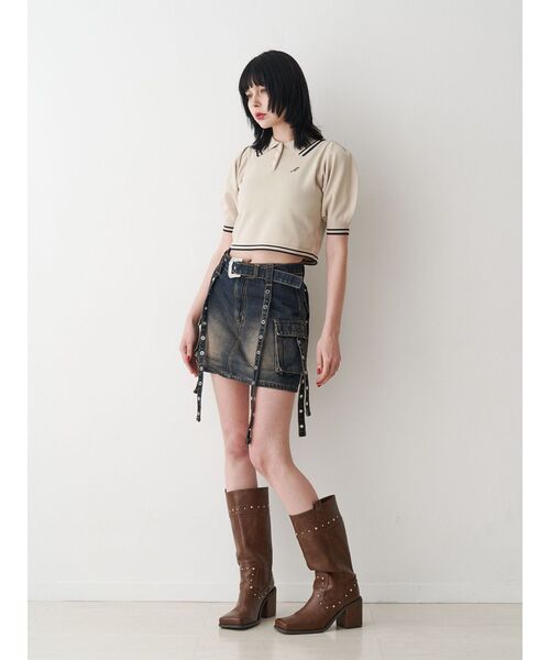 jouetie（ジュエティ）の「ウエスタンバックルベルトスカパン（スカート・レディース・ブラック/ベージュ/ブルー・MEDIUM/SMALL）」の21枚目の写真