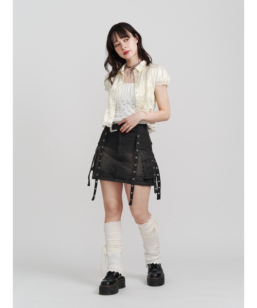 jouetie（ジュエティ）の「ウエスタンバックルベルトスカパン（スカート・レディース・ブラック/ベージュ/ブルー・MEDIUM/SMALL）」の5枚目の写真