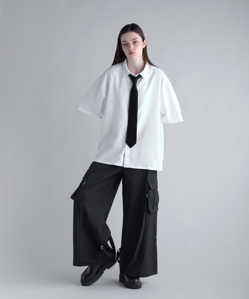 SOCCE（ソーシー）の「ルーズシルエットボンテージカーゴスラックス（カーゴパンツ・メンズ・ブラック/ライトグレー/チャコールグレー・S/M/L/XL）」の13枚目の写真