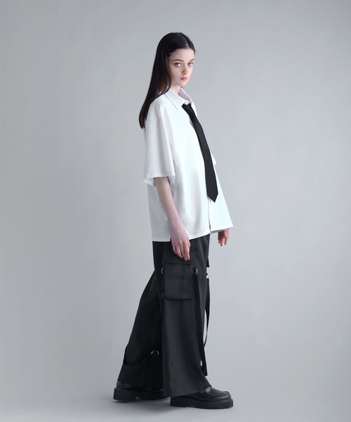 SOCCE（ソーシー）の「ルーズシルエットボンテージカーゴスラックス（カーゴパンツ・メンズ・ブラック/ライトグレー/チャコールグレー・S/M/L/XL）」の14枚目の写真