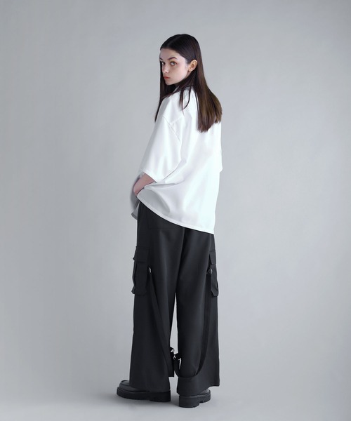 SOCCE（ソーシー）の「ルーズシルエットボンテージカーゴスラックス（カーゴパンツ・メンズ・ブラック/ライトグレー/チャコールグレー・S/M/L/XL）」の15枚目の写真