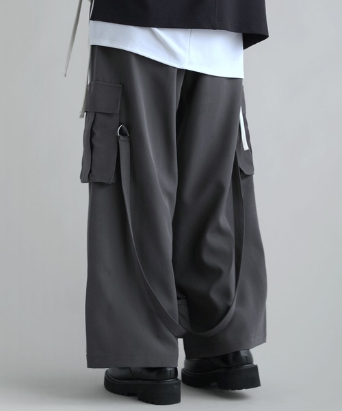 SOCCE（ソーシー）の「ルーズシルエットボンテージカーゴスラックス（カーゴパンツ・メンズ・ブラック/ライトグレー/チャコールグレー・S/M/L/XL）」の21枚目の写真
