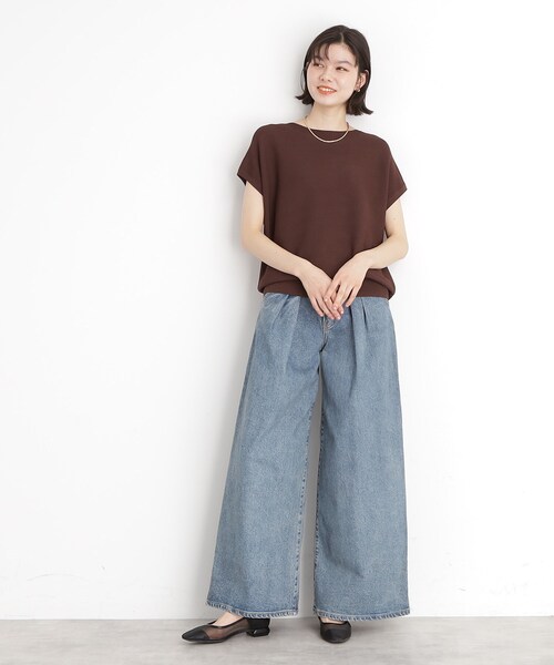 THE SHOP TK （ザ ショップ ティーケー ）の「美人フレンチニット【8色展開/WEB限定カラー/洗濯機OK/毛玉になりにくい】（ニット/セーター・レディース・オレンジ/ライトパープル/ベージュ系その他7/グリーン系その他6/アイボリー/ブラック/スモーキーグリーン系/ブラウン系その他・12/13）」の16枚目の写真