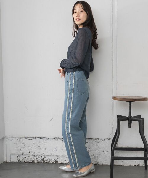 RETRO GIRL（レトロガール）の「【新色追加】コード刺繍インナー（Tシャツ/カットソー・レディース・ダークブルー/ブラック/ナチュラル/ピンク・FREE）」の11枚目の写真