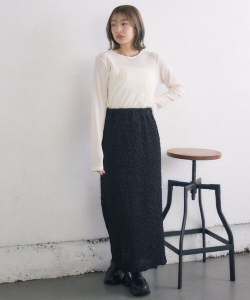 RETRO GIRL（レトロガール）の「【新色追加】コード刺繍インナー（Tシャツ/カットソー・レディース・ダークブルー/ブラック/ナチュラル/ピンク・FREE）」の19枚目の写真