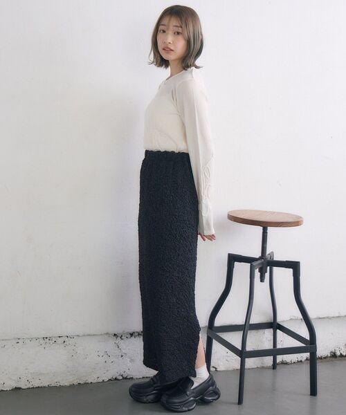 RETRO GIRL（レトロガール）の「【新色追加】コード刺繍インナー（Tシャツ/カットソー・レディース・ダークブルー/ブラック/ナチュラル/ピンク・FREE）」の20枚目の写真