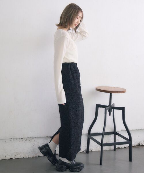 RETRO GIRL（レトロガール）の「【新色追加】コード刺繍インナー（Tシャツ/カットソー・レディース・ダークブルー/ブラック/ナチュラル/ピンク・FREE）」の22枚目の写真