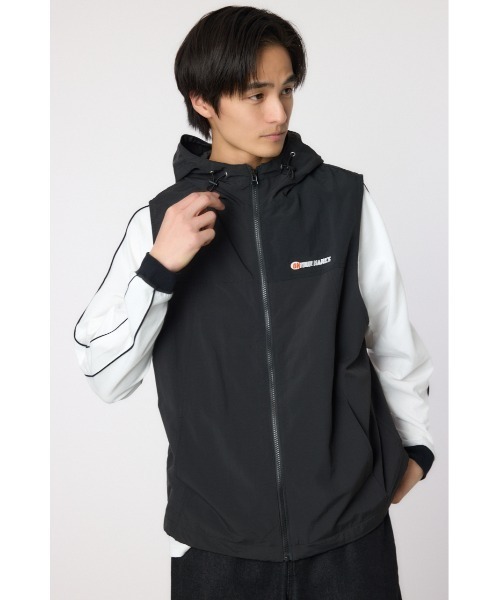 RODEO CROWNS WIDE BOWL(ロデオクラウンズワイドボウル)の「ドロストフーデッドベスト(ベスト・メンズ・ブラック/ライトピンク/ライトグレー・MEDIUM/LARGE)」の1枚目の写真