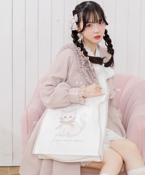 ROJITA(ロジータ)の「Ribbon Cat トートバッグ(トートバッグ・レディース・ホワイト/ピンク/ブラック・FREE)」の14枚目の写真
