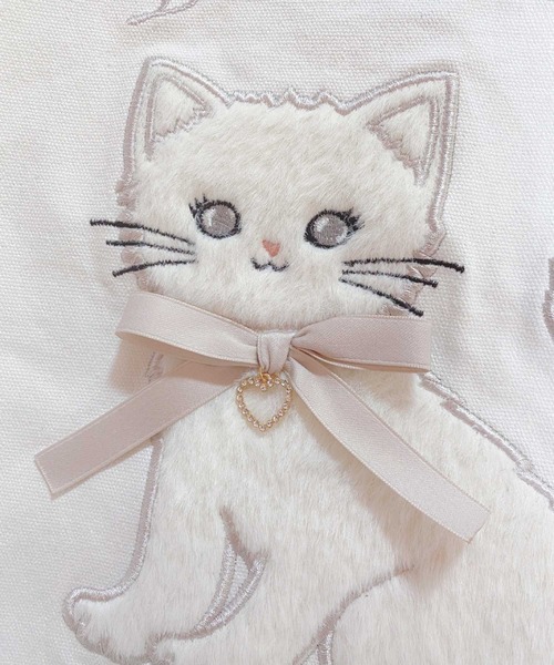 ROJITA(ロジータ)の「Ribbon Cat トートバッグ(トートバッグ・レディース・ホワイト/ピンク/ブラック・FREE)」の20枚目の写真