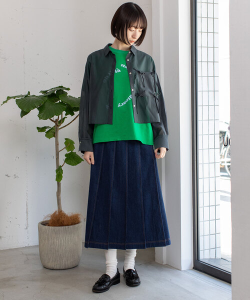 POU DOU DOU(プードゥドゥ)の「ステッチプリーツスカート(スカート・レディース・ベージュ/インディゴブルー/パープル系・M)」の14枚目の写真