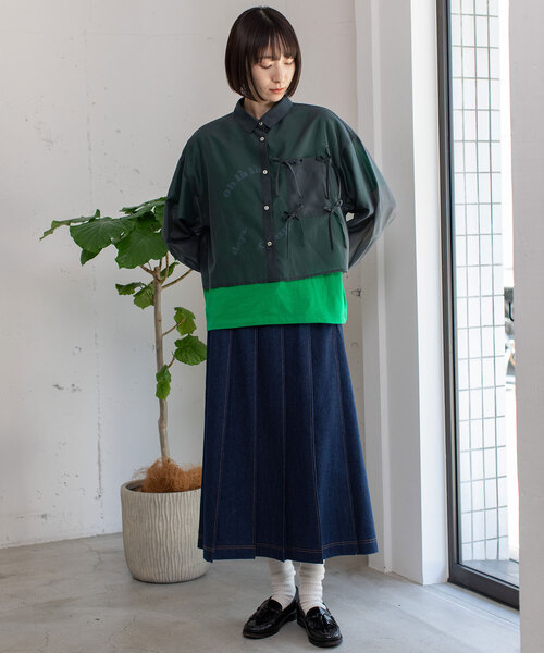 POU DOU DOU(プードゥドゥ)の「ステッチプリーツスカート(スカート・レディース・ベージュ/インディゴブルー/パープル系・M)」の17枚目の写真