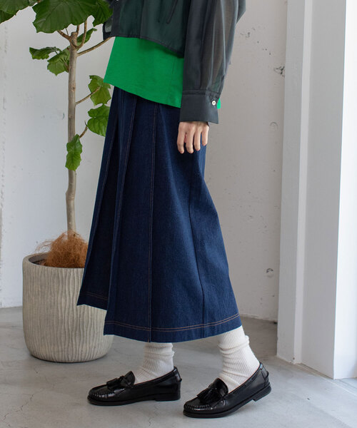 POU DOU DOU(プードゥドゥ)の「ステッチプリーツスカート(スカート・レディース・ベージュ/インディゴブルー/パープル系・M)」の19枚目の写真