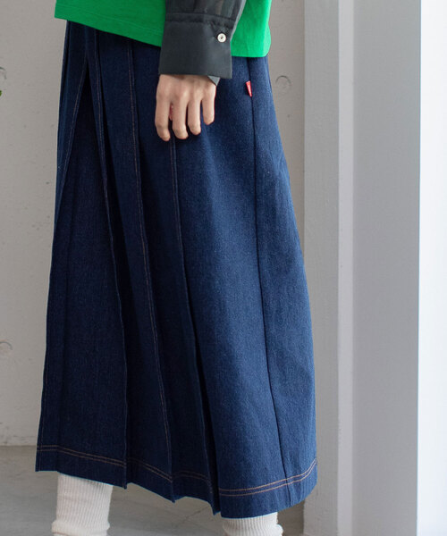 POU DOU DOU(プードゥドゥ)の「ステッチプリーツスカート(スカート・レディース・ベージュ/インディゴブルー/パープル系・M)」の21枚目の写真