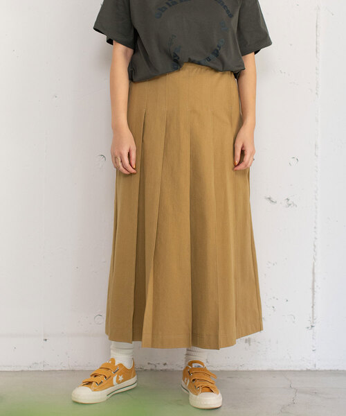 POU DOU DOU(プードゥドゥ)の「ステッチプリーツスカート(スカート・レディース・ベージュ/インディゴブルー/パープル系・M)」の4枚目の写真