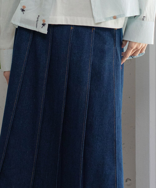 POU DOU DOU(プードゥドゥ)の「ステッチプリーツスカート(スカート・レディース・ベージュ/インディゴブルー/パープル系・M)」の11枚目の写真