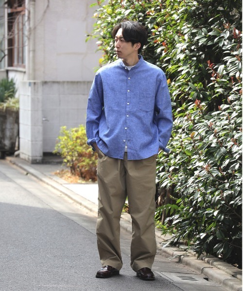 BACK NUMBER(バックナンバー)の「BACK NUMBER(バックナンバー)【メンズ】綿麻バンドカラーシャツ(シャツ/ブラウス・メンズ・ネイビー/ベージュ・S/M/L/XL)」の10枚目の写真