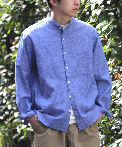 BACK NUMBER(バックナンバー)の「BACK NUMBER(バックナンバー)【メンズ】綿麻バンドカラーシャツ(シャツ/ブラウス・メンズ・ネイビー/ベージュ・S/M/L/XL)」の11枚目の写真
