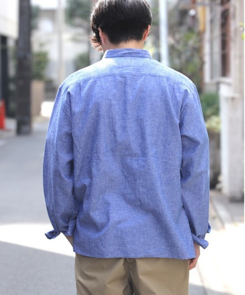 BACK NUMBER(バックナンバー)の「BACK NUMBER(バックナンバー)【メンズ】綿麻バンドカラーシャツ(シャツ/ブラウス・メンズ・ネイビー/ベージュ・S/M/L/XL)」の12枚目の写真