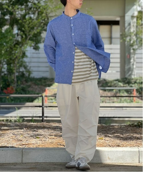 BACK NUMBER(バックナンバー)の「BACK NUMBER(バックナンバー)【メンズ】綿麻バンドカラーシャツ(シャツ/ブラウス・メンズ・ネイビー/ベージュ・S/M/L/XL)」の15枚目の写真