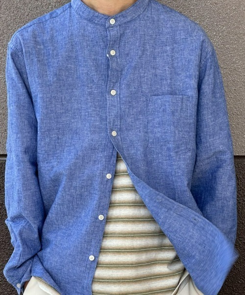 BACK NUMBER(バックナンバー)の「BACK NUMBER(バックナンバー)【メンズ】綿麻バンドカラーシャツ(シャツ/ブラウス・メンズ・ネイビー/ベージュ・S/M/L/XL)」の18枚目の写真