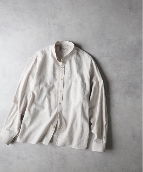 BACK NUMBER(バックナンバー)の「BACK NUMBER(バックナンバー)【メンズ】綿麻バンドカラーシャツ(シャツ/ブラウス・メンズ・ネイビー/ベージュ・S/M/L/XL)」の22枚目の写真