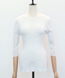 VERSEAU（ヴェルソー）の「五分袖シアーリブニット（ニット/セーター）」