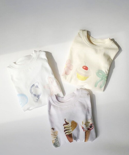 aBity select(アビティセレクト)の「【aBity select./アビティセレクト】アソート 3連モチーフ半袖Tシャツ(Tシャツ/カットソー・キッズ・ホワイト/ライトグレー/クリーム・120/110/100/90)」の11枚目の写真