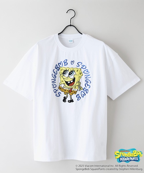 JEANS MATE（ジーンズメイト）の「【スポンジ・ボブ】オリジナルデザイン Tシャツ ドロップショルダー ビッグシルエット ユニセックス（Tシャツ/カットソー・メンズ・ホワイト/オフホワイト/ダークグリーン・LARGE/MEDIUM/X-LARGE/SMALL）」の4枚目の写真