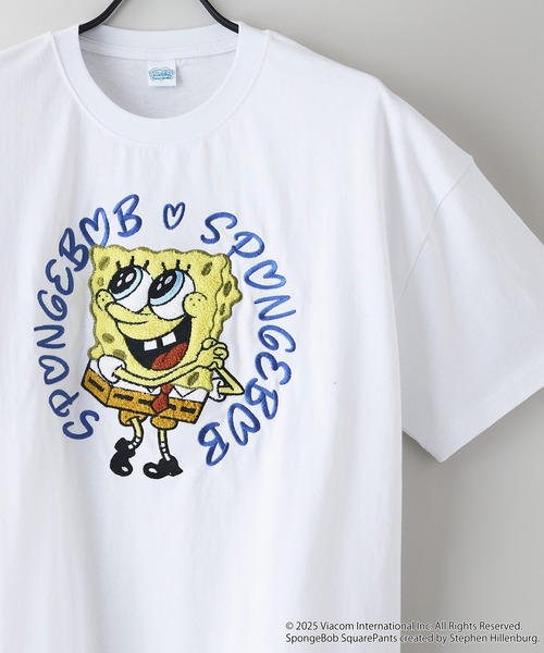 JEANS MATE（ジーンズメイト）の「【スポンジ・ボブ】オリジナルデザイン Tシャツ ドロップショルダー ビッグシルエット ユニセックス（Tシャツ/カットソー・メンズ・ホワイト/オフホワイト/ダークグリーン・LARGE/MEDIUM/X-LARGE/SMALL）」の6枚目の写真