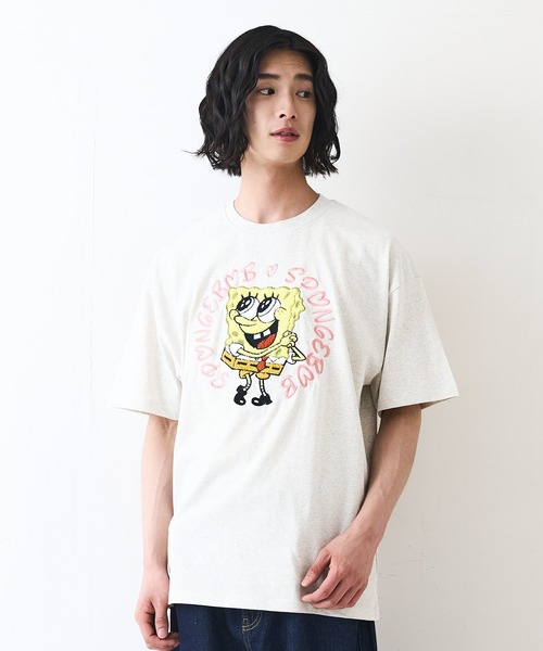 JEANS MATE（ジーンズメイト）の「【スポンジ・ボブ】オリジナルデザイン Tシャツ ドロップショルダー ビッグシルエット ユニセックス（Tシャツ/カットソー・メンズ・ホワイト/オフホワイト/ダークグリーン・LARGE/MEDIUM/X-LARGE/SMALL）」の22枚目の写真