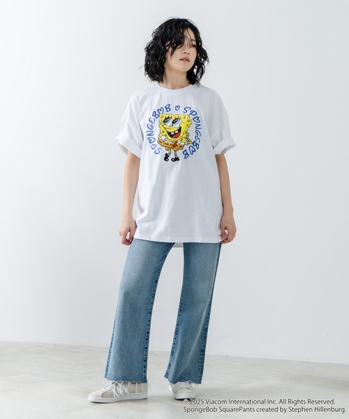 JEANS MATE（ジーンズメイト）の「【スポンジ・ボブ】オリジナルデザイン Tシャツ ドロップショルダー ビッグシルエット ユニセックス（Tシャツ/カットソー・メンズ・ホワイト/オフホワイト/ダークグリーン・LARGE/MEDIUM/X-LARGE/SMALL）」の19枚目の写真