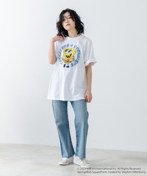 JEANS MATE（ジーンズメイト）の「【スポンジ・ボブ】オリジナルデザイン Tシャツ ドロップショルダー ビッグシルエット ユニセックス（Tシャツ/カットソー・メンズ・ホワイト/オフホワイト/ダークグリーン・LARGE/MEDIUM/X-LARGE/SMALL）」の16枚目の写真