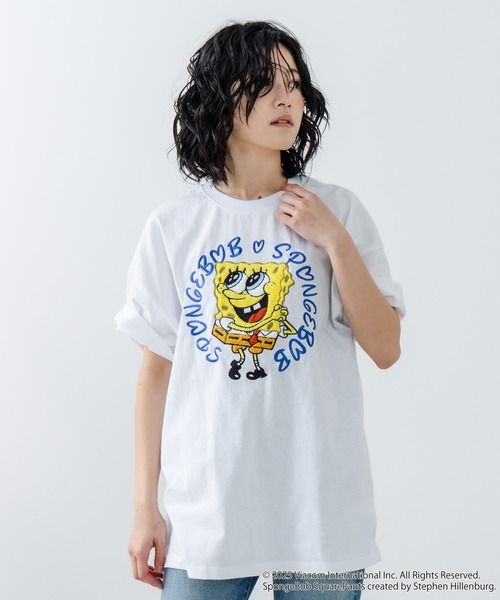 JEANS MATE（ジーンズメイト）の「【スポンジ・ボブ】オリジナルデザイン Tシャツ ドロップショルダー ビッグシルエット ユニセックス（Tシャツ/カットソー・メンズ・ホワイト/オフホワイト/ダークグリーン・LARGE/MEDIUM/X-LARGE/SMALL）」の13枚目の写真