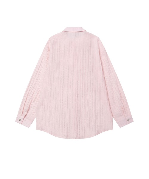 HOOK(フック)の「【HOOK】for girls リボンアイレットストライプロングシャツ(シャツ/ブラウス・レディース・ピンク/ブルー・MEDIUM/SMALL)」の12枚目の写真