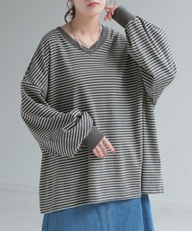 <選べるネック> ゆる袖 ボーダーTシャツ
