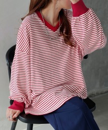 <選べるネック> ゆる袖 ボーダーTシャツ