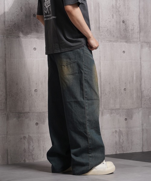 1111clothing(ワンフォークロージング)の「オーバーダイ デニムバギーパンツ / Overdyed denim baggy pants(デニムパンツ・メンズ・ブルー/チャコールグレー/ネイビー・M/L/XL)」の13枚目の写真