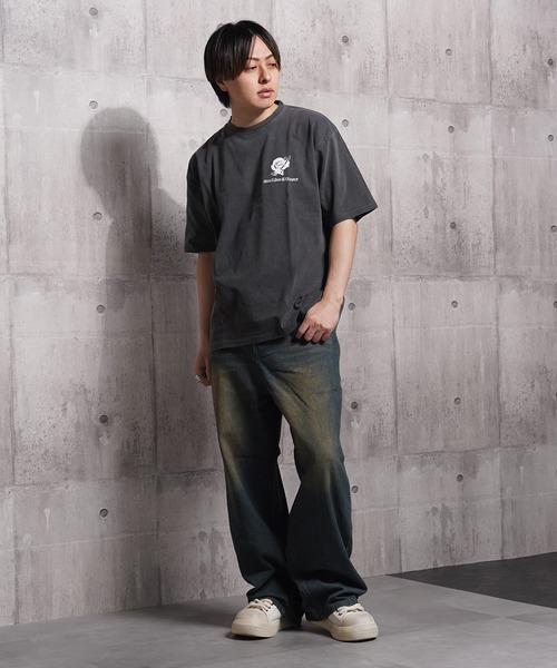 1111clothing(ワンフォークロージング)の「オーバーダイ デニムバギーパンツ / Overdyed denim baggy pants(デニムパンツ・メンズ・ブルー/チャコールグレー/ネイビー・M/L/XL)」の14枚目の写真