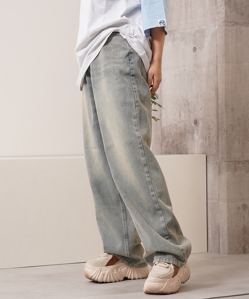 1111clothing(ワンフォークロージング)の「オーバーダイ デニムバギーパンツ / Overdyed denim baggy pants(デニムパンツ・メンズ・ブルー/チャコールグレー/ネイビー・M/L/XL)」の20枚目の写真