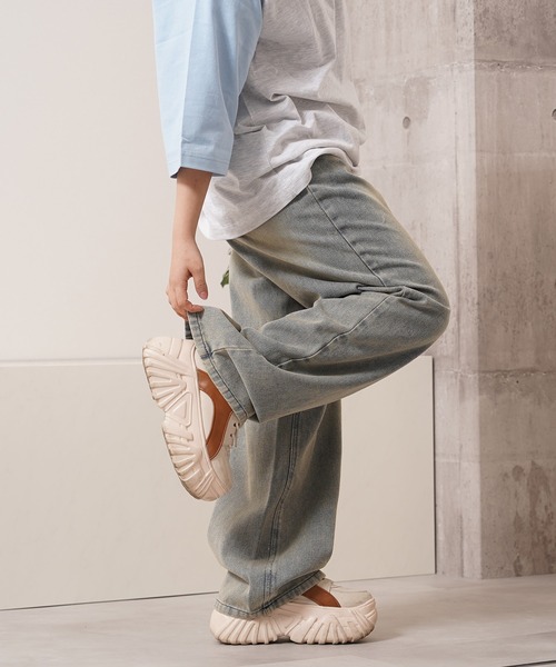 1111clothing(ワンフォークロージング)の「オーバーダイ デニムバギーパンツ / Overdyed denim baggy pants(デニムパンツ・メンズ・ブルー/チャコールグレー/ネイビー・M/L/XL)」の21枚目の写真