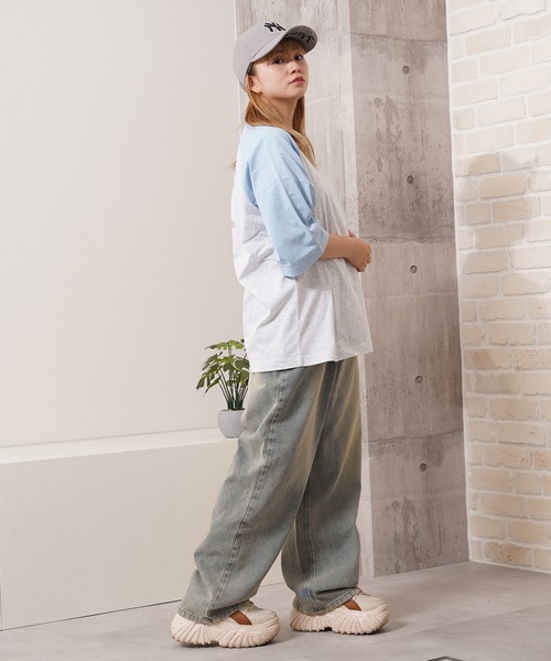 1111clothing(ワンフォークロージング)の「オーバーダイ デニムバギーパンツ / Overdyed denim baggy pants(デニムパンツ・メンズ・ブルー/チャコールグレー/ネイビー・M/L/XL)」の22枚目の写真
