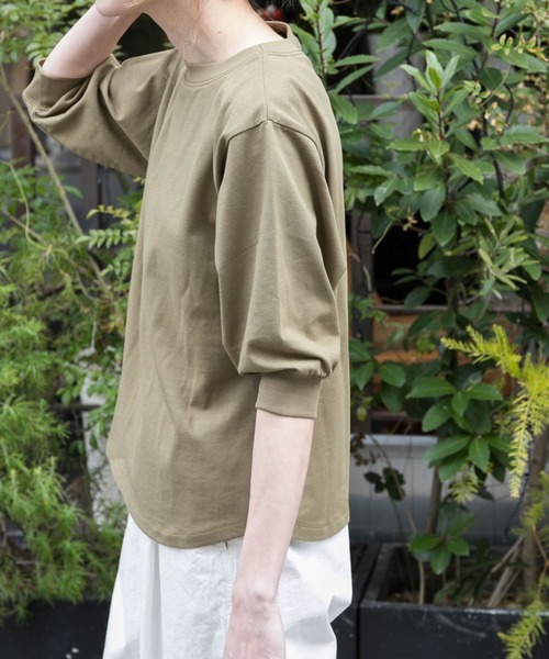 FORK&SPOON（フォークアンドスプーン）の「FORK&SPOON　ハイツイストコットンギャザースリーブTシャツ（Tシャツ/カットソー・レディース・ブルー系その他/ベージュ/オフホワイト/ブラック/ネイビー/ボルドー・1）」の3枚目の写真